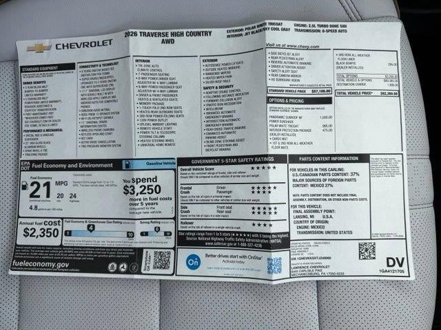 2026 Chevrolet Traverse High Country w/2LZ