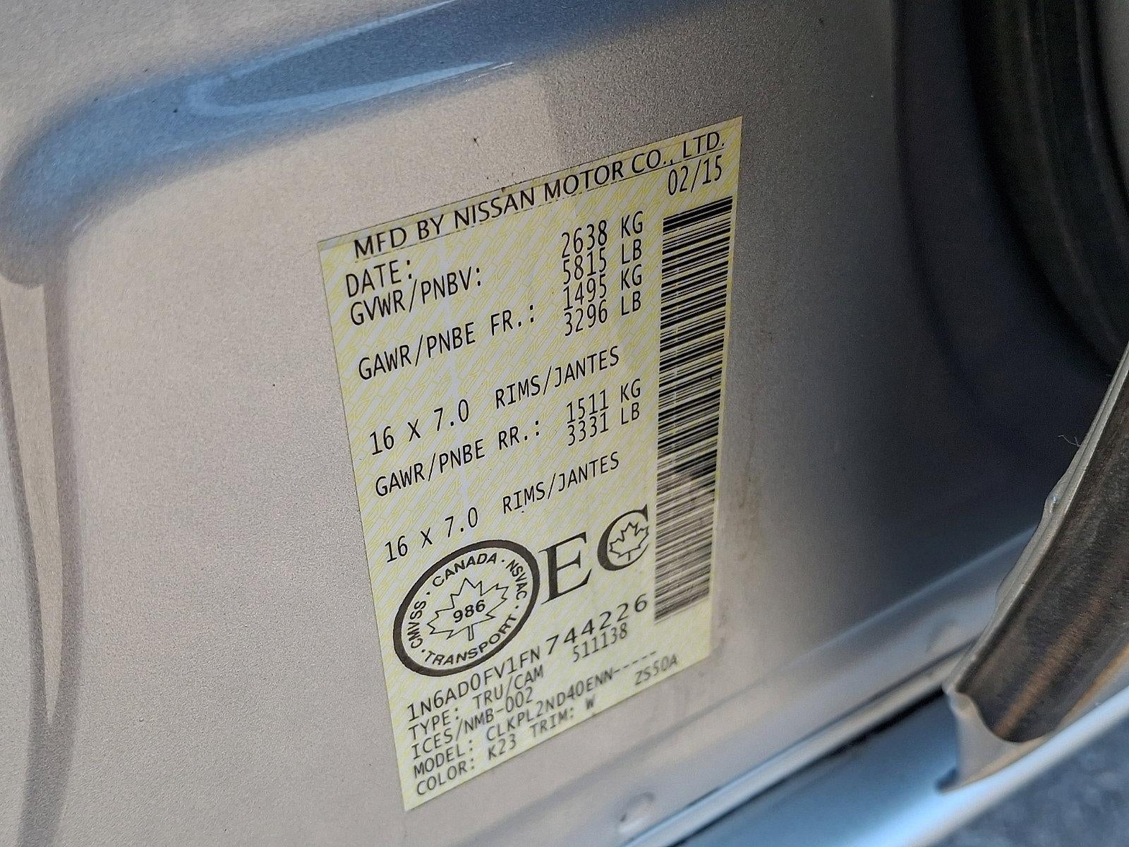 2015 Nissan Frontier 4WD Crew Cab LWB Auto SV