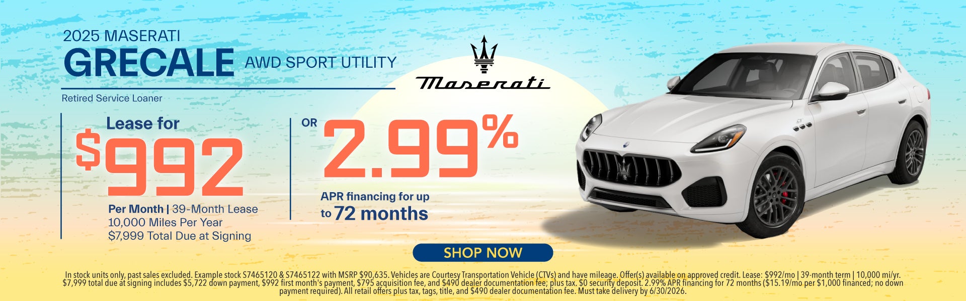 2025 Maserati Grecale AWD Sport Utility Retired Service Loan