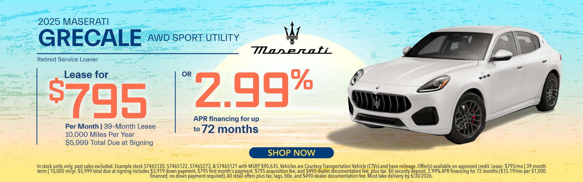 2025 Maserati Grecale AWD Sport Utility Retired Service Loan
