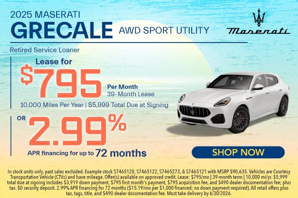 2025 Maserati Grecale AWD Sport Utility Retired Service Loan