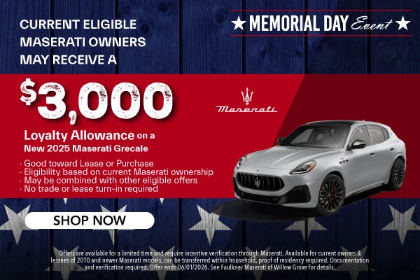 Current Eligible Maserati Owners May Receive
